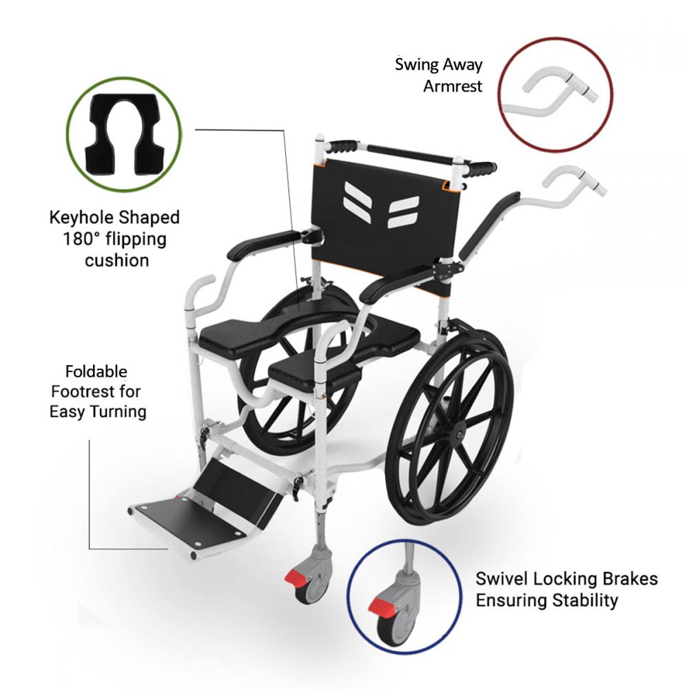 Frido GO Self Propelled Wheelchair | Travel and Shower Commode Wheelchair